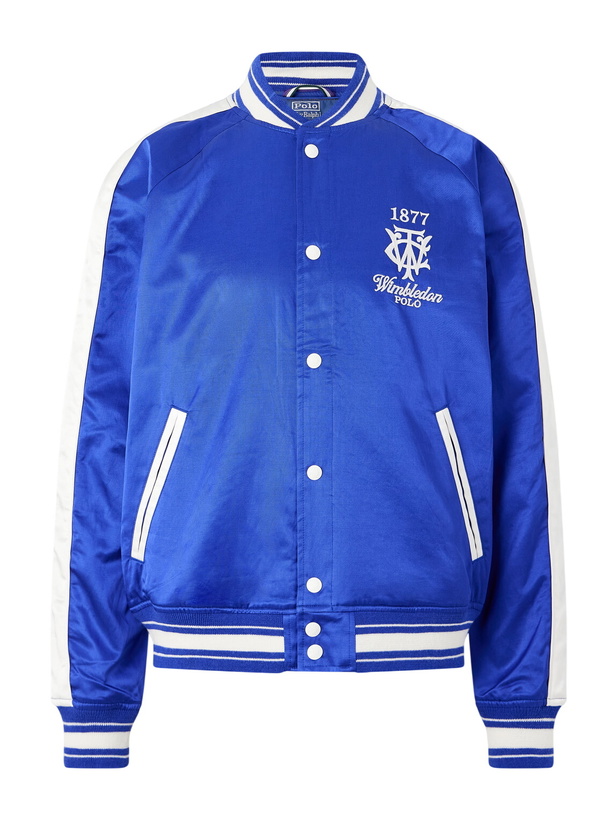 Photo: Polo Ralph Lauren - Wimbledon Cotton-Blend Woven Bomber Jacket - Blue
