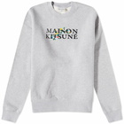 Maison Kitsuné Men's Flowers Comfort Crew Sweat in Light Grey Melange