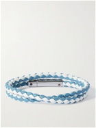 TOD'S - Woven Leather and Silver-Tone Bracelet - Blue