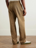 De Bonne Facture - Straight-Leg Pleated Cotton-Twill Trousers - Brown