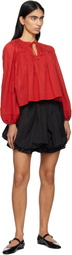 SEA NY Red Myra Cotton Long Sleeve Blouse