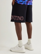 Valentino - Straight-Leg Logo-Print Cotton-Jersey Drawstring Shorts - Blue