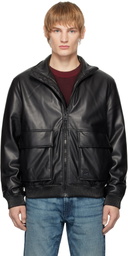 Hugo Black Stacked Logo Faux-Leather Jacket