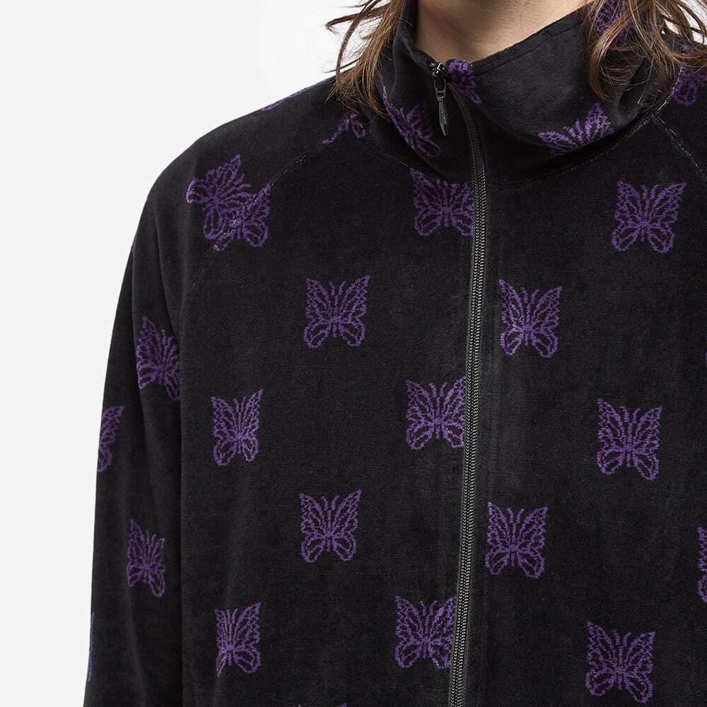 Needles Men's Velour Papillion Track Jacket in Black/Purple Needles