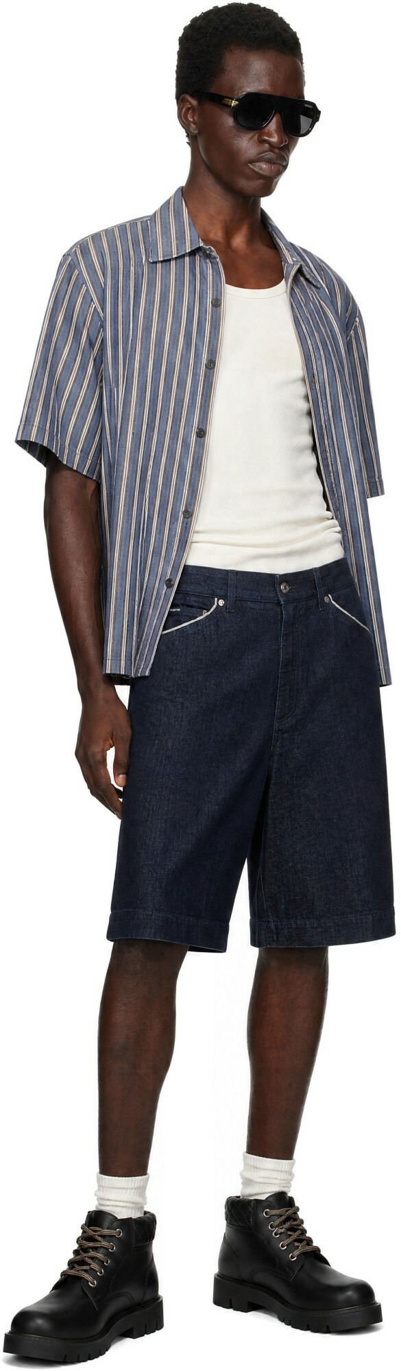 Dolce&Gabbana Blue Logo Plaque Denim Shorts