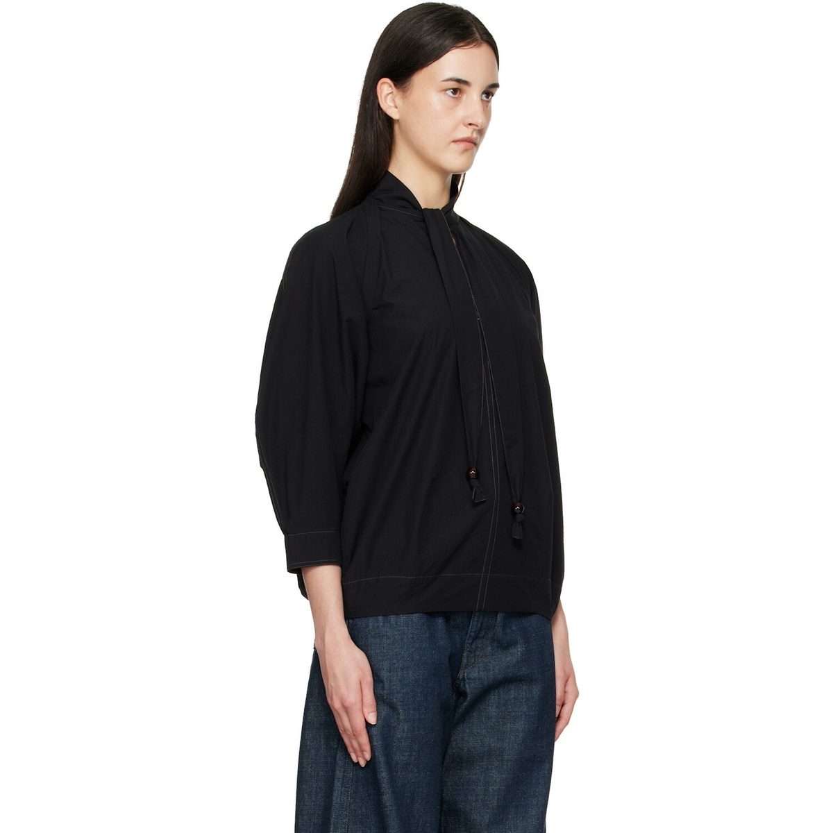 LEMAIRE Black Scarf Blouse