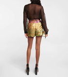 Valentino Metallic brocade high-rise shorts