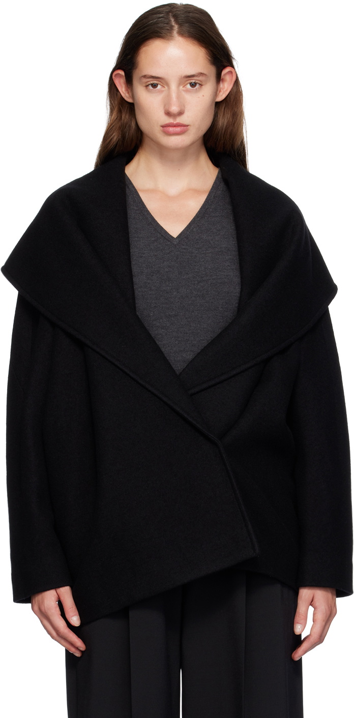 GIA STUDIOS Black Shawl Wool Jacket