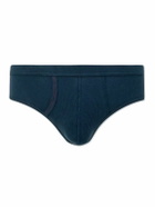 Hemen Biarritz - Etor Ribbed Organic Stretch-Cotton Briefs - Blue