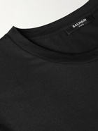 Balmain - Logo-Flocked Cotton-Jersey T-Shirt - Black