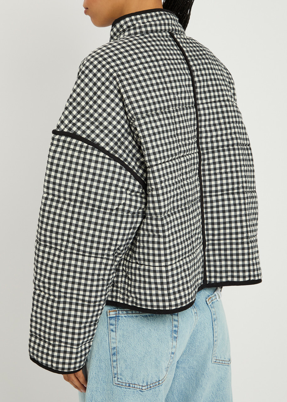 Free People Chloe Gingham Cotton Jacket Black And White