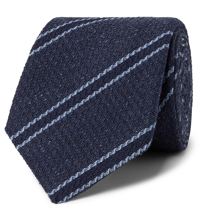 Photo: Turnbull & Asser - 8cm Striped Silk-Jacquard Tie - Blue