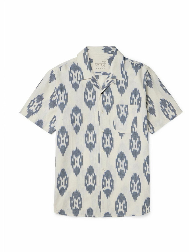 Photo: Kardo - Lamar Convertible-Collar Cotton-Jacquard Shirt - Blue