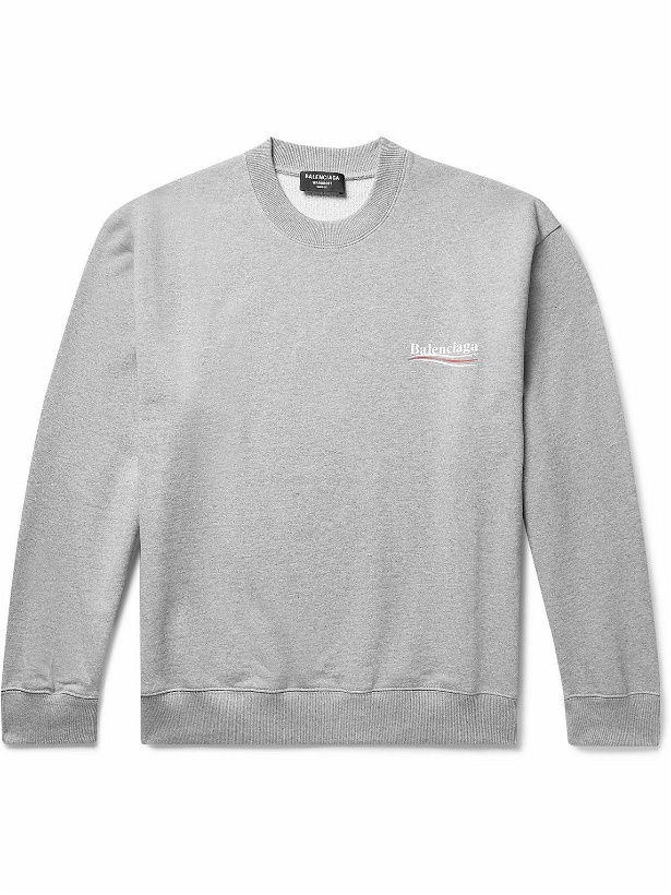 Photo: Balenciaga - Logo-Print Cotton-Jersey Sweatshirt - Gray