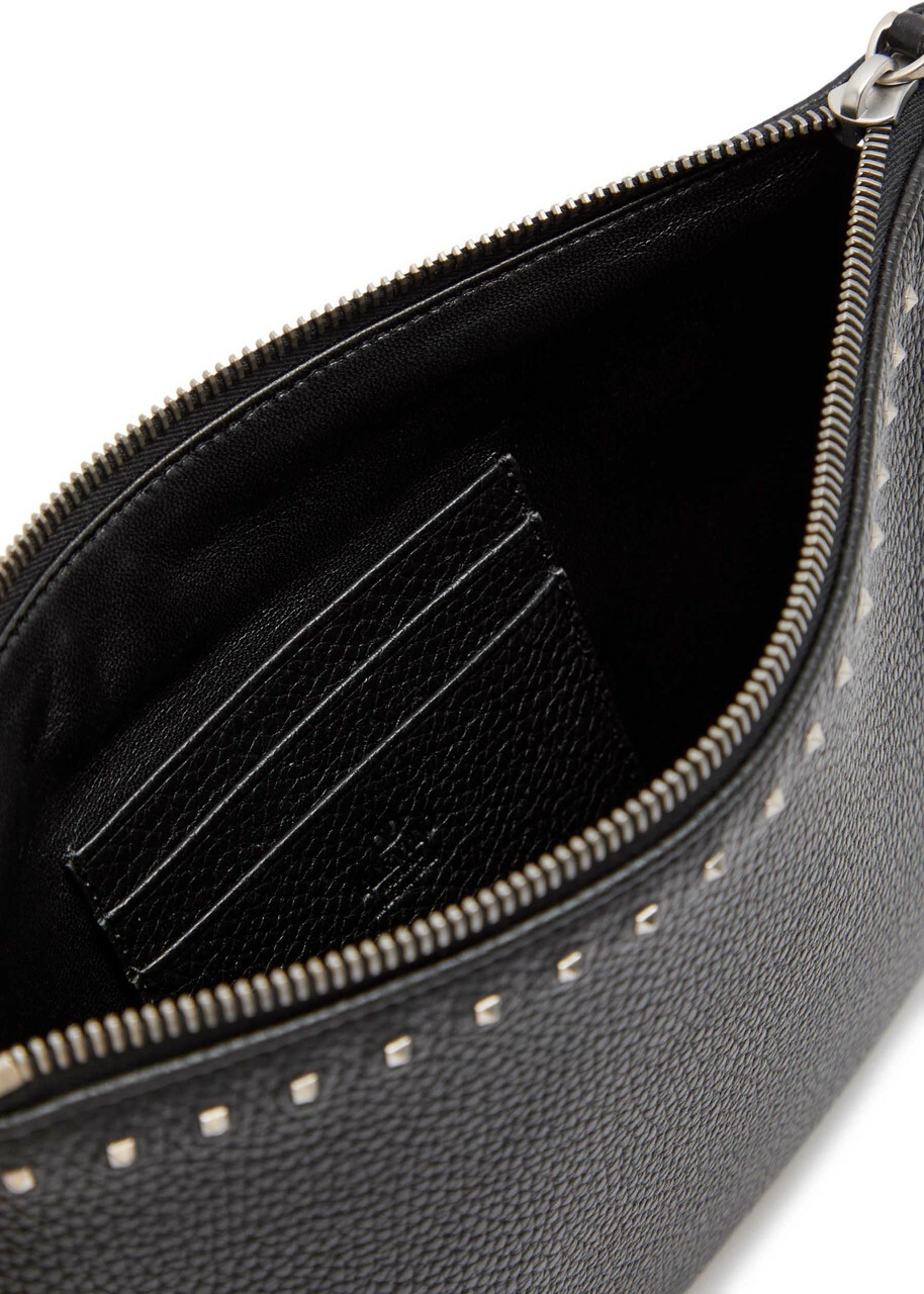 Valentino Garavani Rockstud-embellished Grained Leather Pouch - Black - One Size