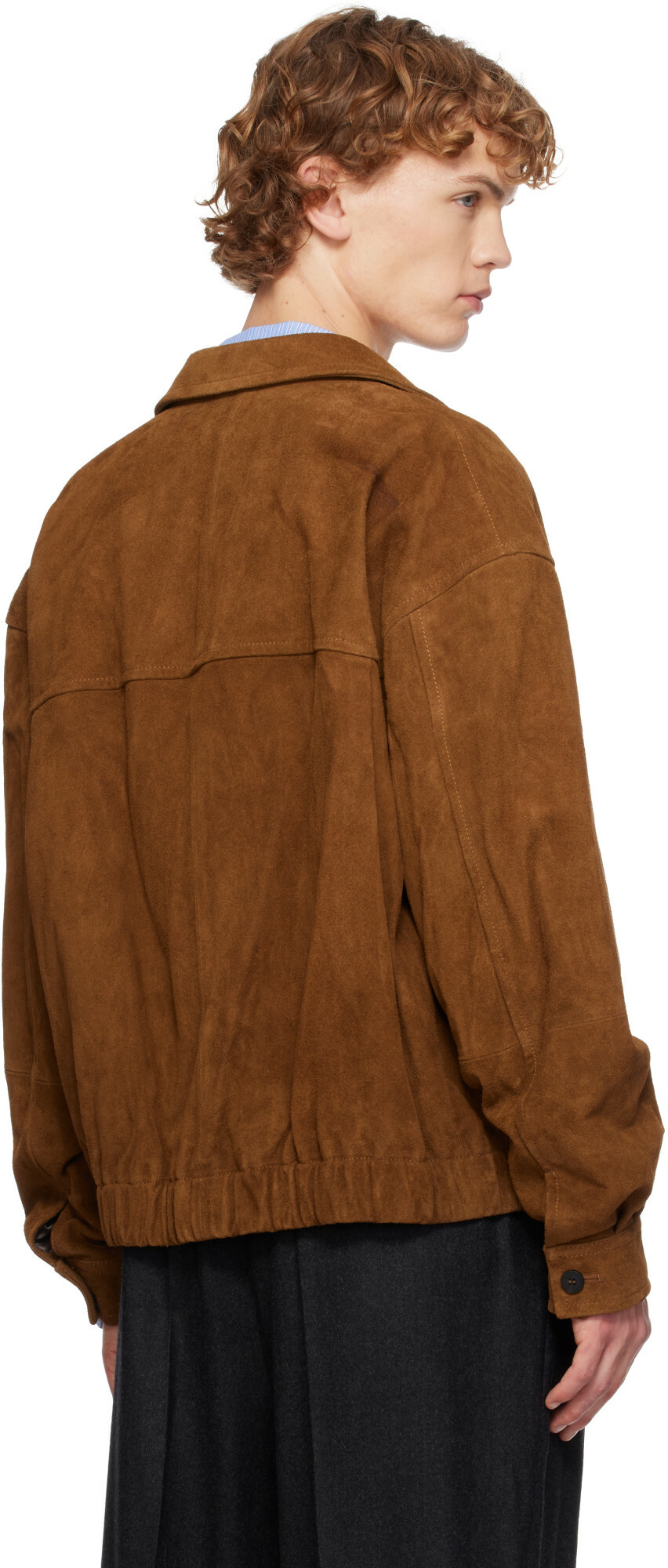 LE17SEPTEMBRE Brown Suede Zip Blouson Leather Jacket
