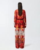 Pinko Lightweight Palazzo Trousers With Floral And Check Print Multicolour: Red/White