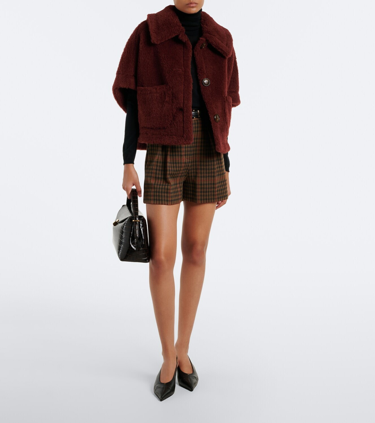 Max Mara Alpaca, wool, and silk teddy cape