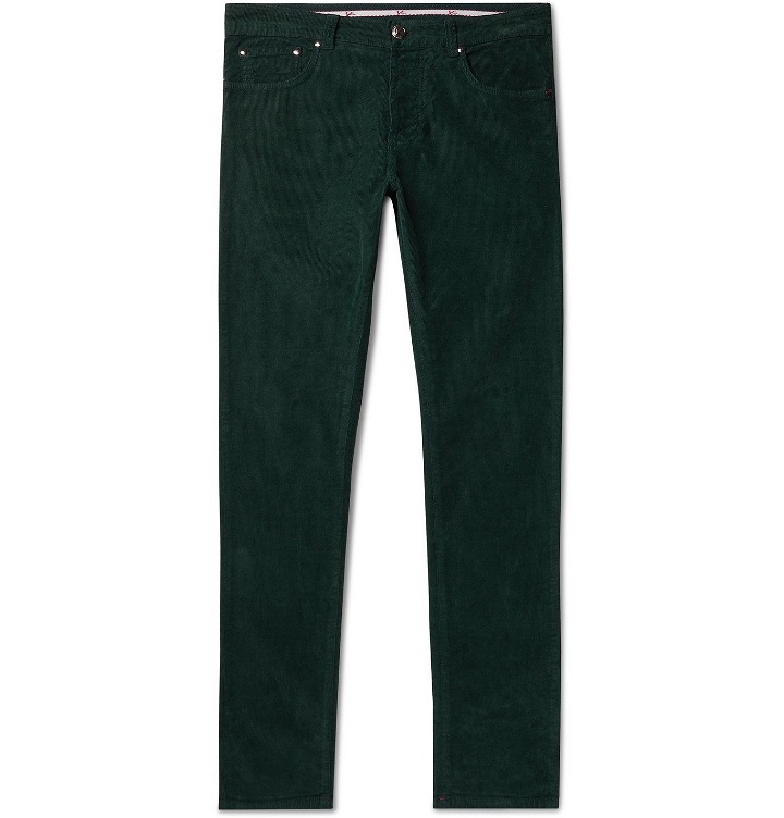 Photo: Isaia - Skinny-Fit Cotton-Blend Corduroy Trousers - Green