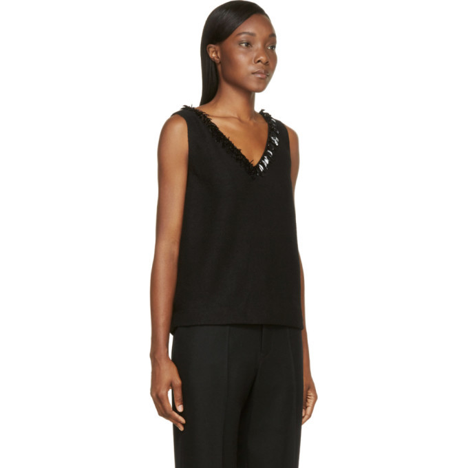 Mother of Pearl Black Wool Crepe Wynn Tank Top