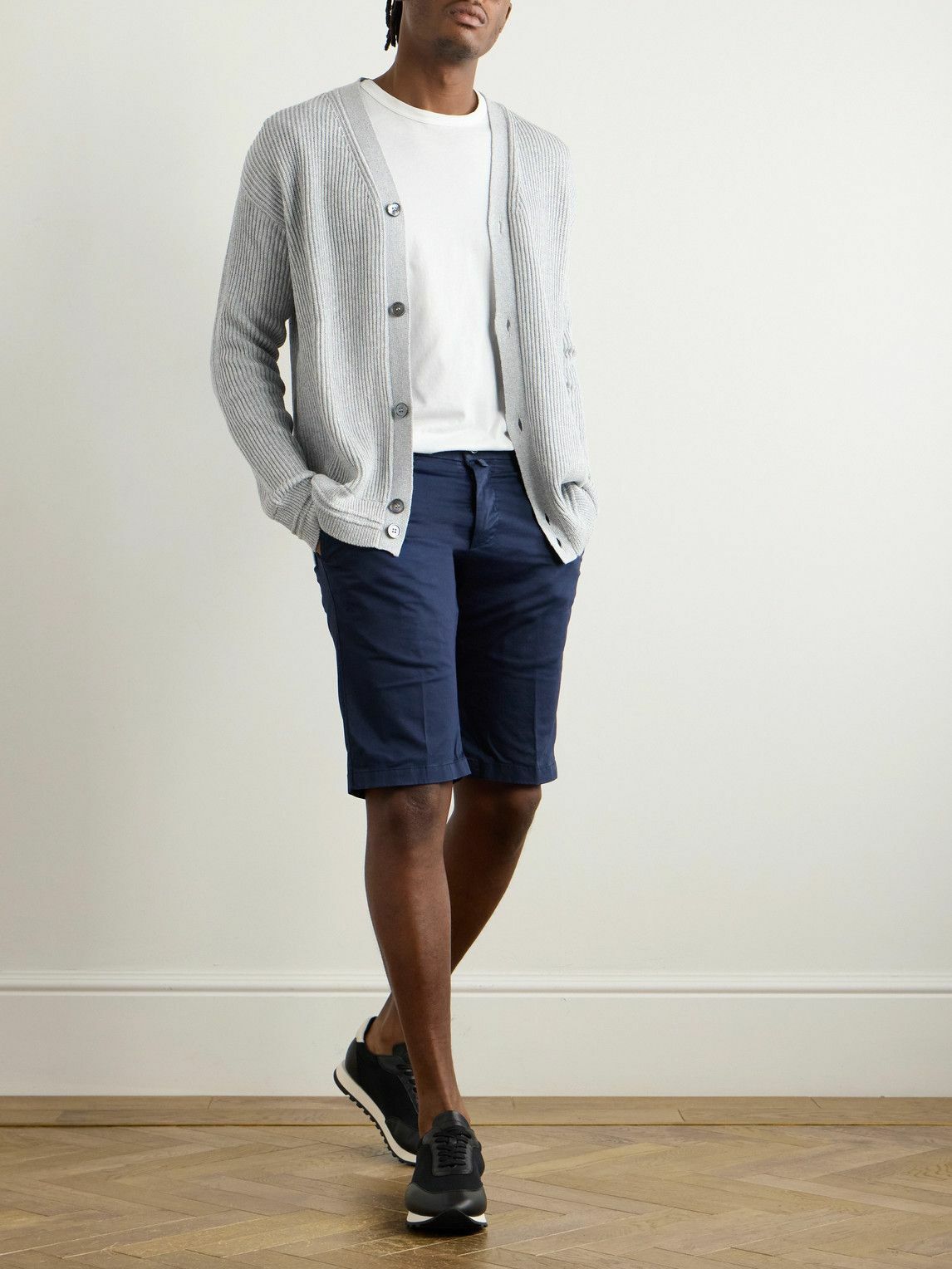 Kiton - Straight-Leg Stretch-Cotton Shorts - Blue