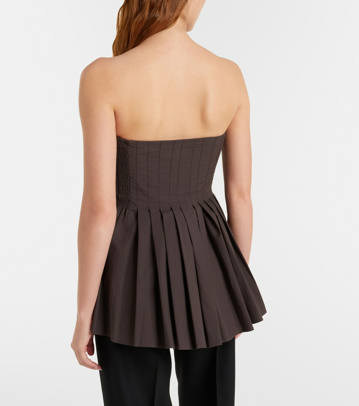 Proenza Schouler White Label Avine pleated peplum cotton top