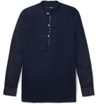 Lardini - Grandad-Collar Cotton-Voile Shirt - Men - Navy
