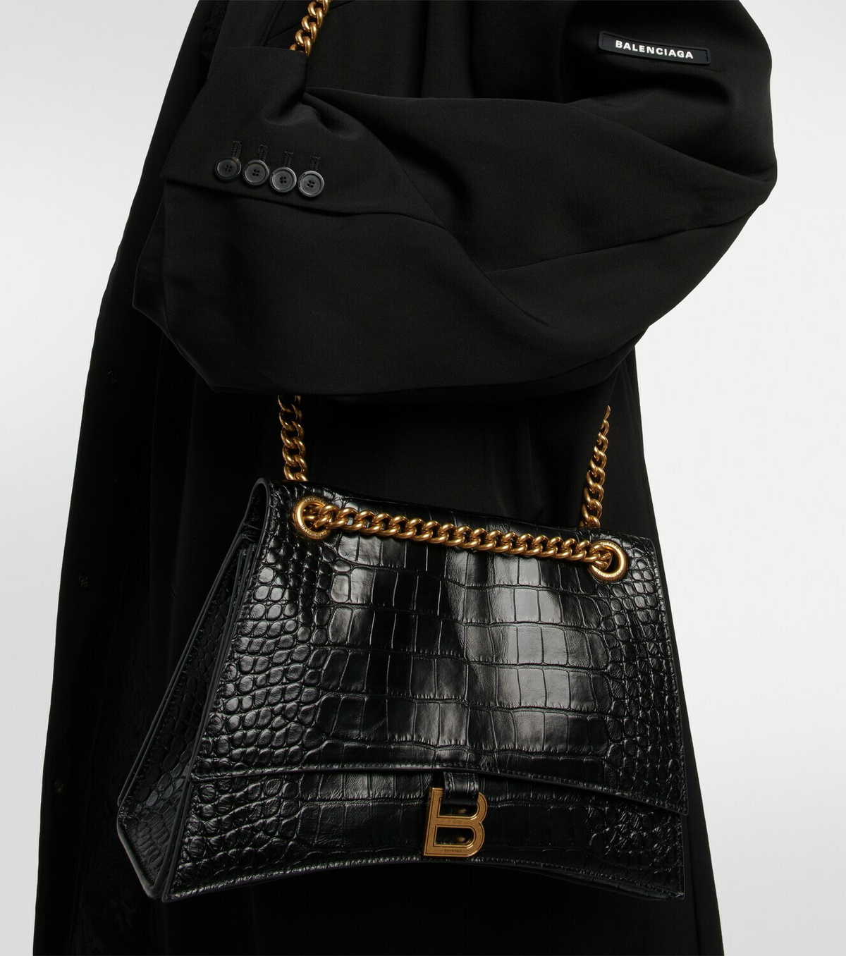 Balenciaga - Crush Medium croc-effect leather shoulder bag
