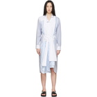 Loewe Blue and White Striped Belted Shirt Dress