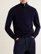 Purdey - Linton Logo-Embroidered Wool Half-Zip Sweater - Blue