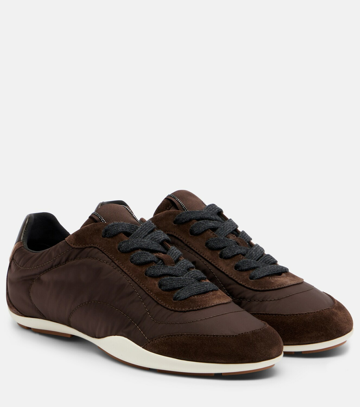 Brunello Cucinelli Monili suede-trimmed sneakers