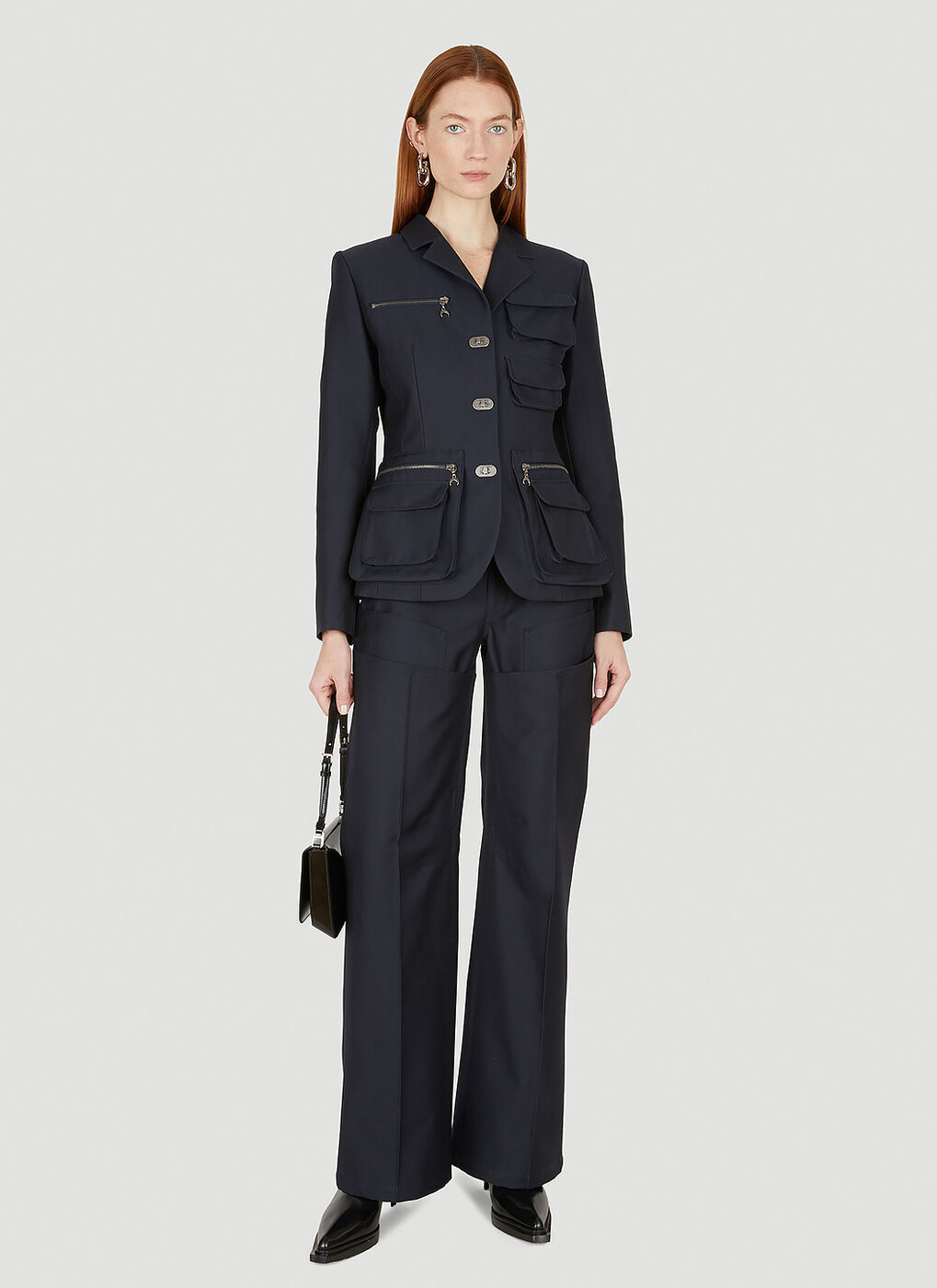 Wide-Leg Survival Tailored Pants in Blue Marine Serre