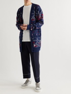 Etro - Wool, Cotton and Cashmere-Blend Jacquard Cardigan - Blue