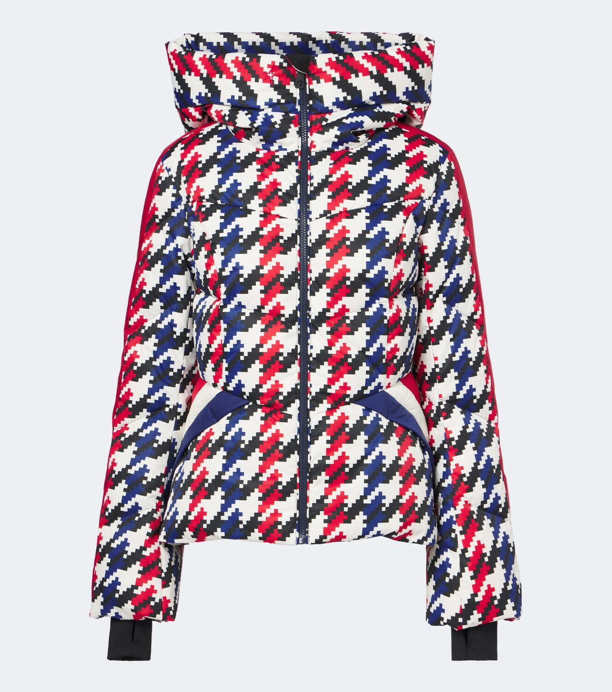 Perfect Moment Duvet houndstooth hooded down ski jacket