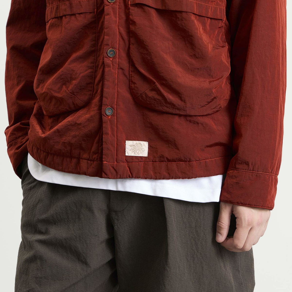 Ranra Men's Epitome Canvas Nylon Padded Overshirt in Cherry Mahogany
