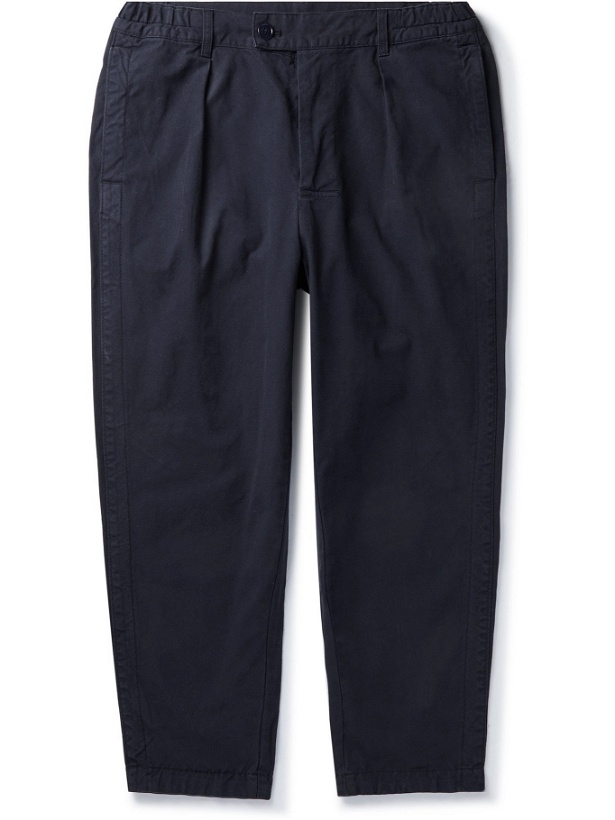 Photo: BARBOUR WHITE LABEL - Marshall Tapered Pleated Cotton Trousers - Blue - UK/US 38