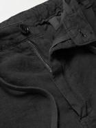 Hartford - Tanker Slim-Fit Tapered Linen Drawstring Trousers - Black