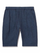 Barena - Agro Vinci Straight-Leg Cotton and Linen-Blend Drawstring Shorts - Blue