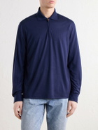 Canali - Wool-Jersey Half-Zip Polo Shirt - Blue