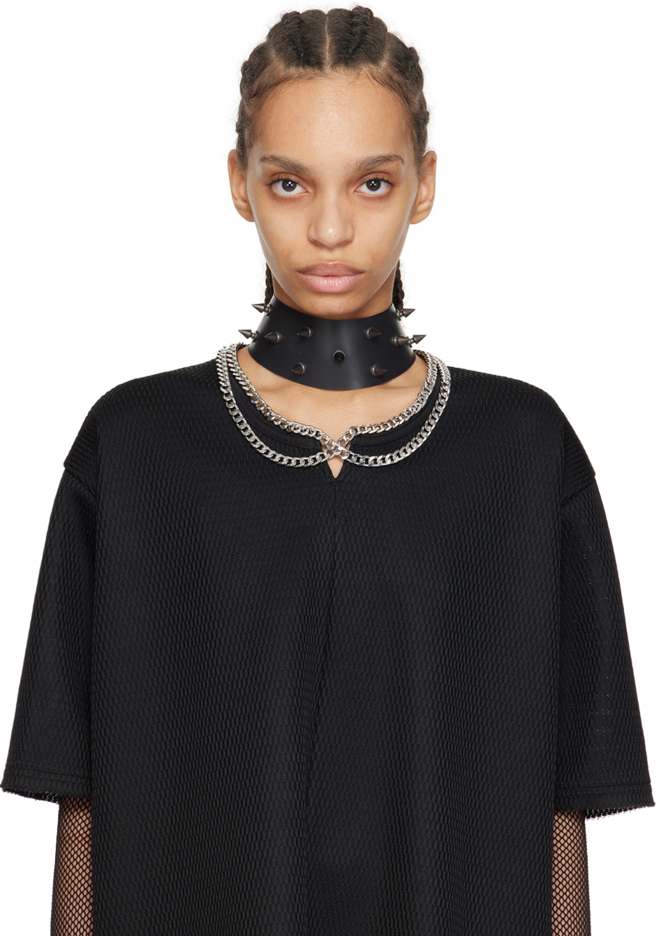 Junya Watanabe Black Rubber Spike Choker Junya Watanabe