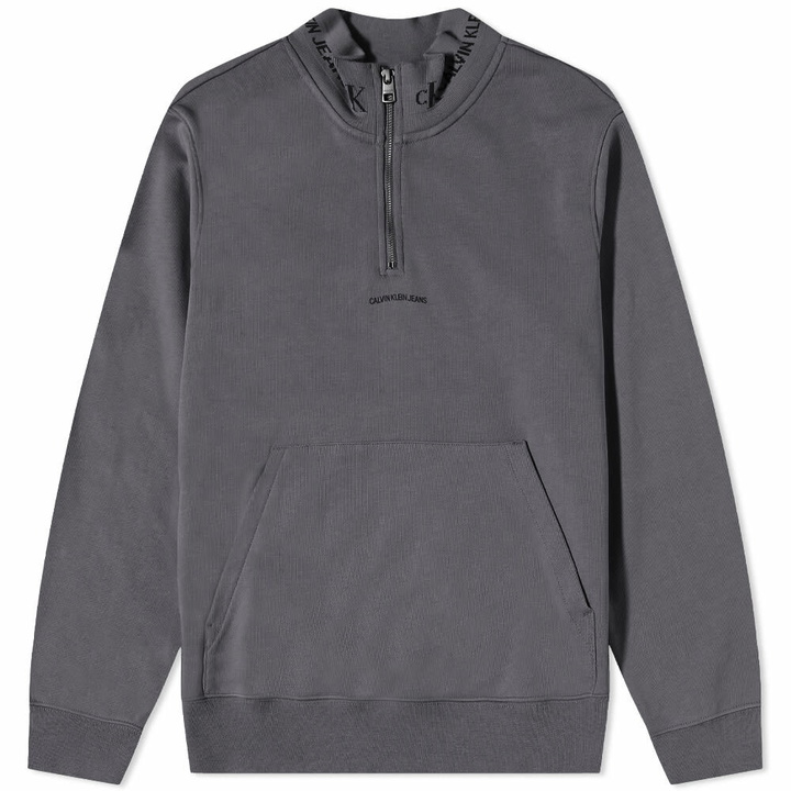 Photo: Calvin Klein Men's Logo Jacquard Mock Neck Sweat in Grey