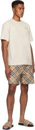 Burberry Beige Flocked Logo T-shirt