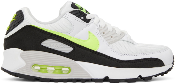 Photo: Nike White & Green Nike Air Max 90 Sneakers