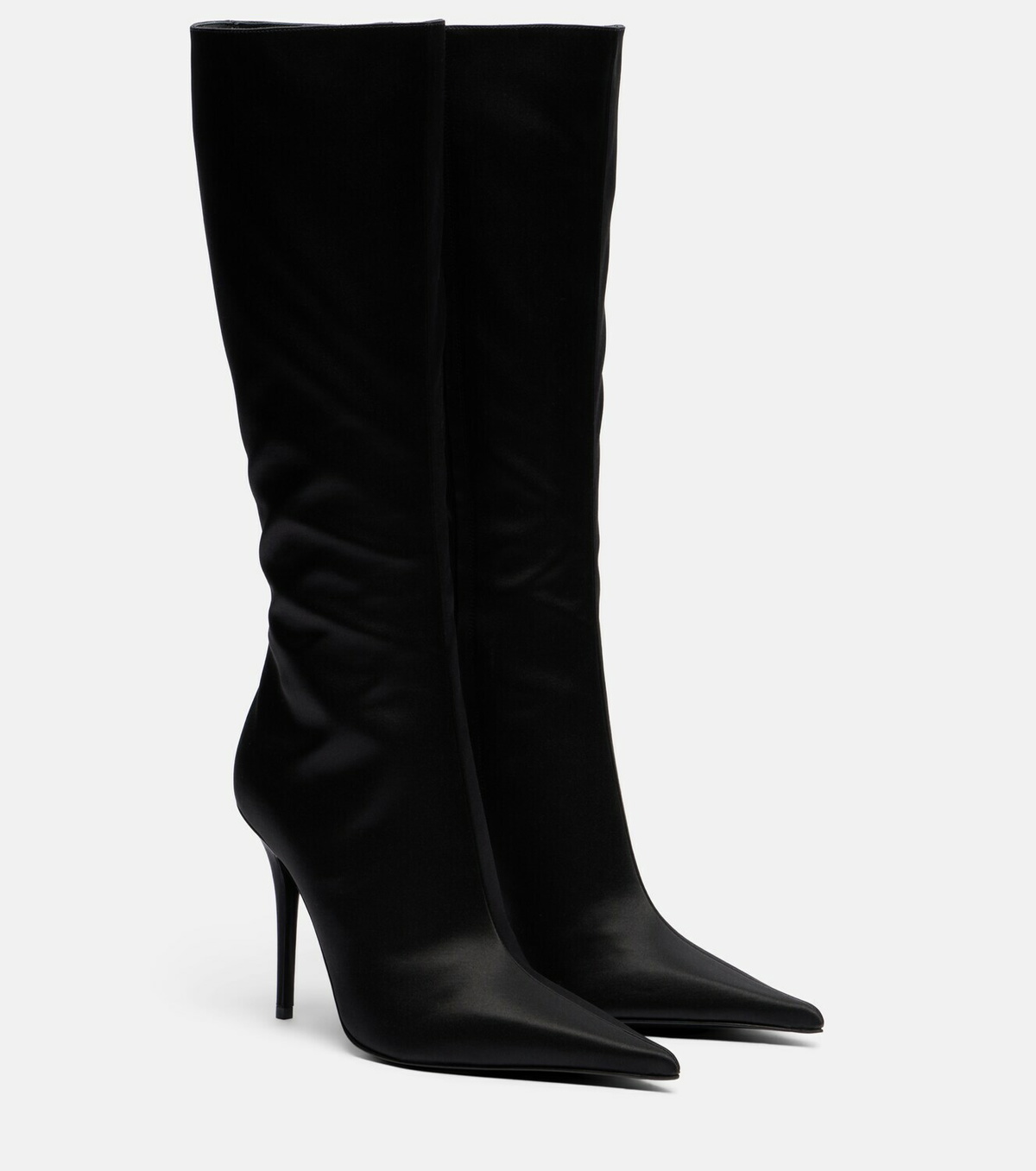 Amina Muaddi Barbara satin knee-high boots