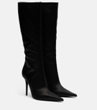Amina Muaddi Barbara satin knee-high boots