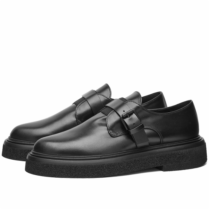 Photo: Max Mara Women's Buckle Strap Leather Loafers in Powder