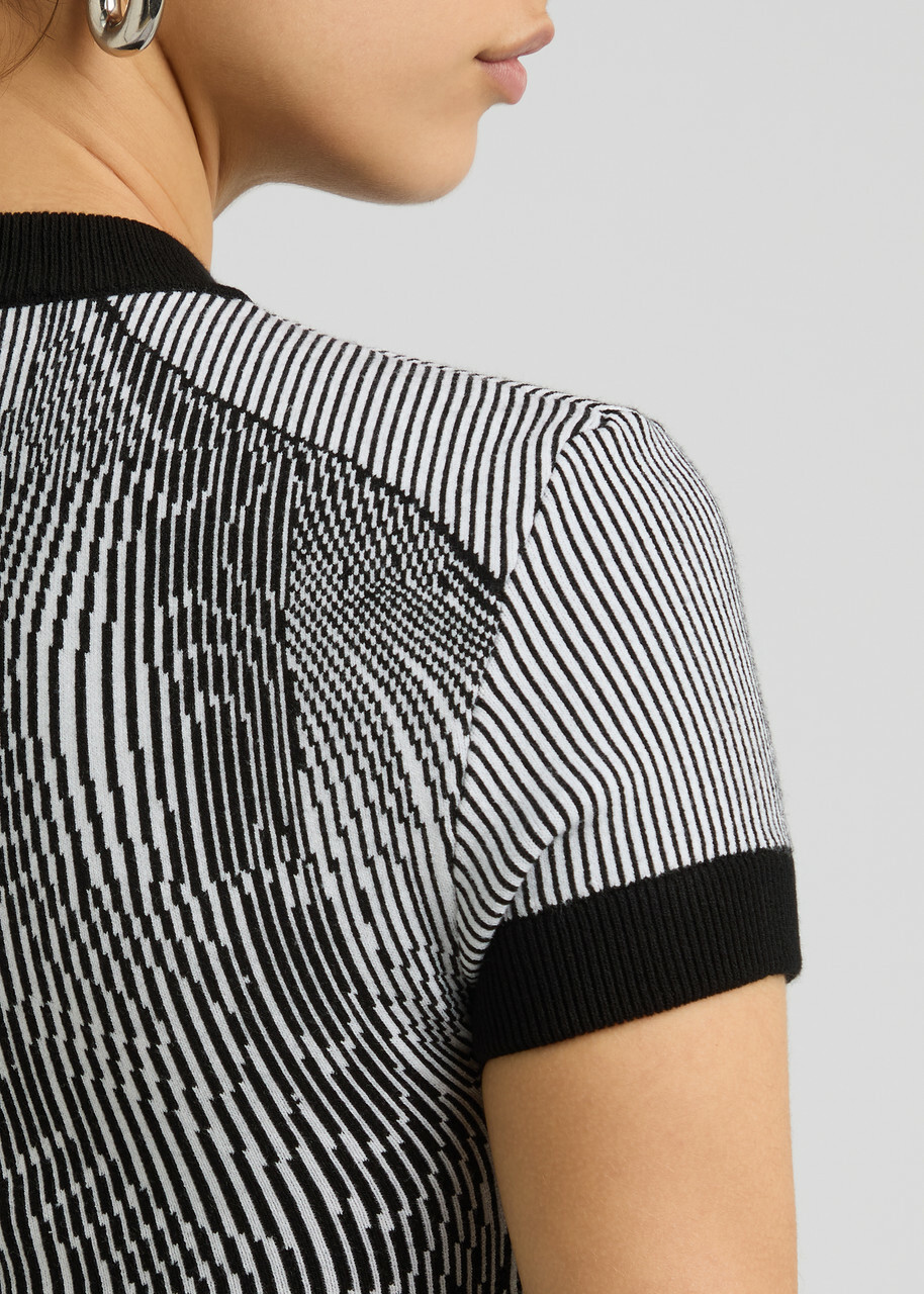 Jean Paul Gaultier Patterned-intarsia Knitted top White And Black