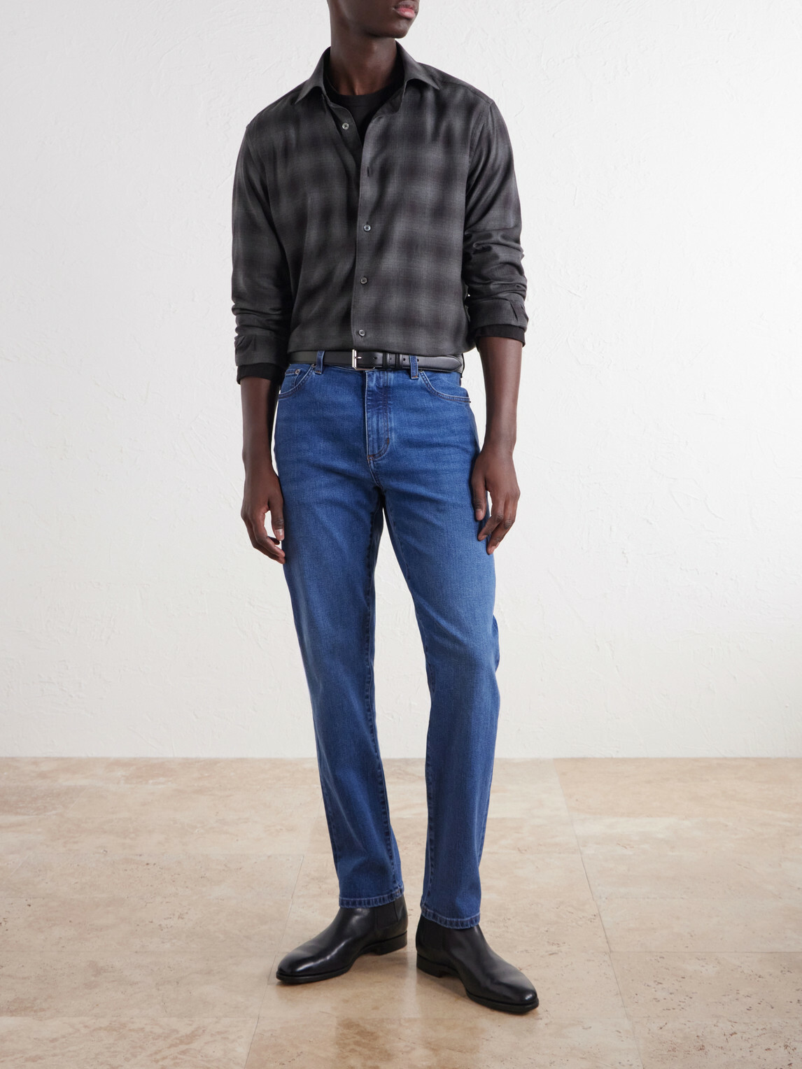 Zegna - Checked Cotton and Cashmere-Blend Shirt - Blue