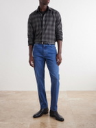 Zegna - Checked Cotton and Cashmere-Blend Shirt - Blue