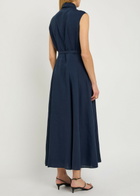 Gabriela Hearst Durand Belted Linen Shirt Dress Navy